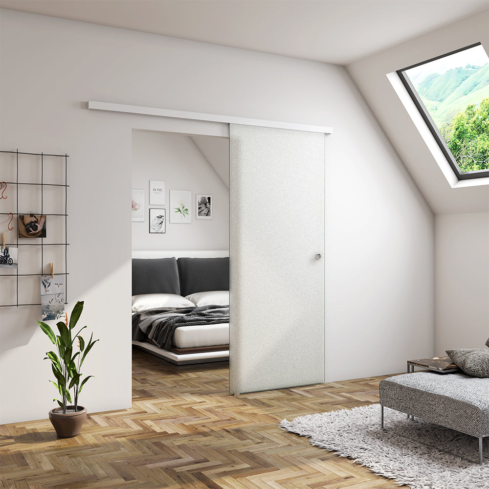 Soft close Sliding Glass Door Indoor 8mm Tempered Glass Frosted Glass
