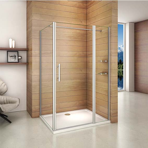 700mm-1200mm Chrome Frameless Pivot Rectangle Enclosures,Shower Tray O
