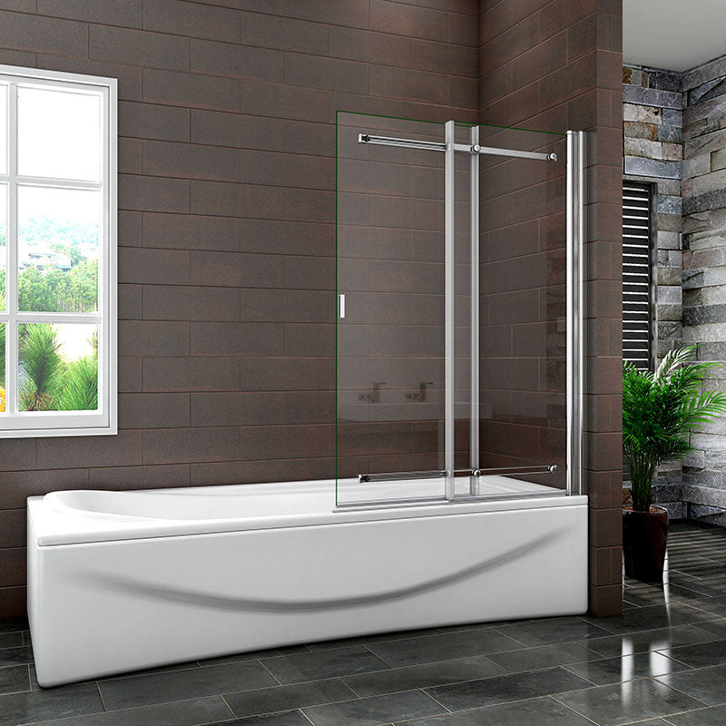 L.90cm x H.140cm Chrome pivot Sliding Bath Shower Screen