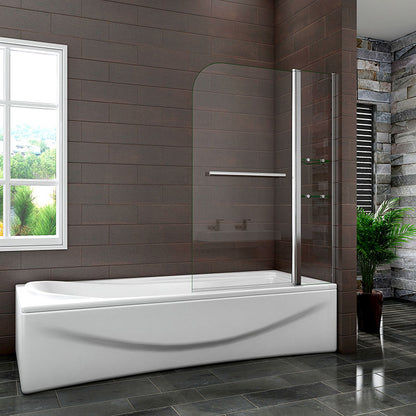 Pivot Shower, Bath Screen easy clean Glass, with shelves 1000 x 1500 Chrome