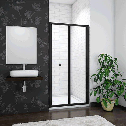 Bi fold AICA shower door, AICA shower enclosure, Bath Cubicle Black 760,800,900X1850H