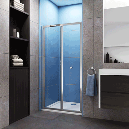 Bifold AICA shower door, Shower Stone tray 700-1000 x1900 Chrome