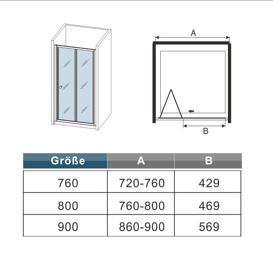 Bi fold Shower Door Shower Enclosure 70,76,80,90,100CM