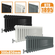 2Column Traditional Cast Iron Style radiator Horizontal 300x830 White Anthracite Vintage Rads