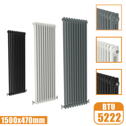 2Column Traditional Cast Iron Style 1500x470 Radiator Vertical Tall Vintage AICA Rads