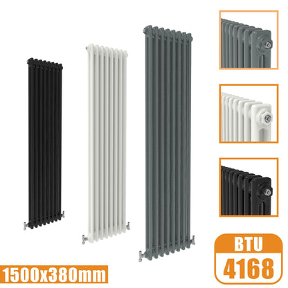 2Column Traditional Cast Iron Style 1500x380 Radiator Vertical Tall Vintage AICA Rads