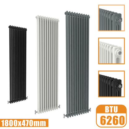 2Column Traditional Cast Iron Style 1800x470 Radiator Vertical Tall Vintage AICA Rads