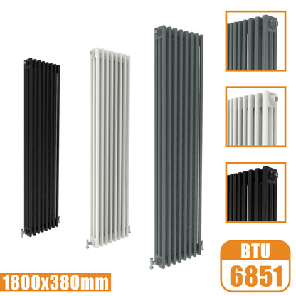 3Column Traditional Cast Iron Style 1800x380 Radiator Vertical Tall Vintage AICA Rads