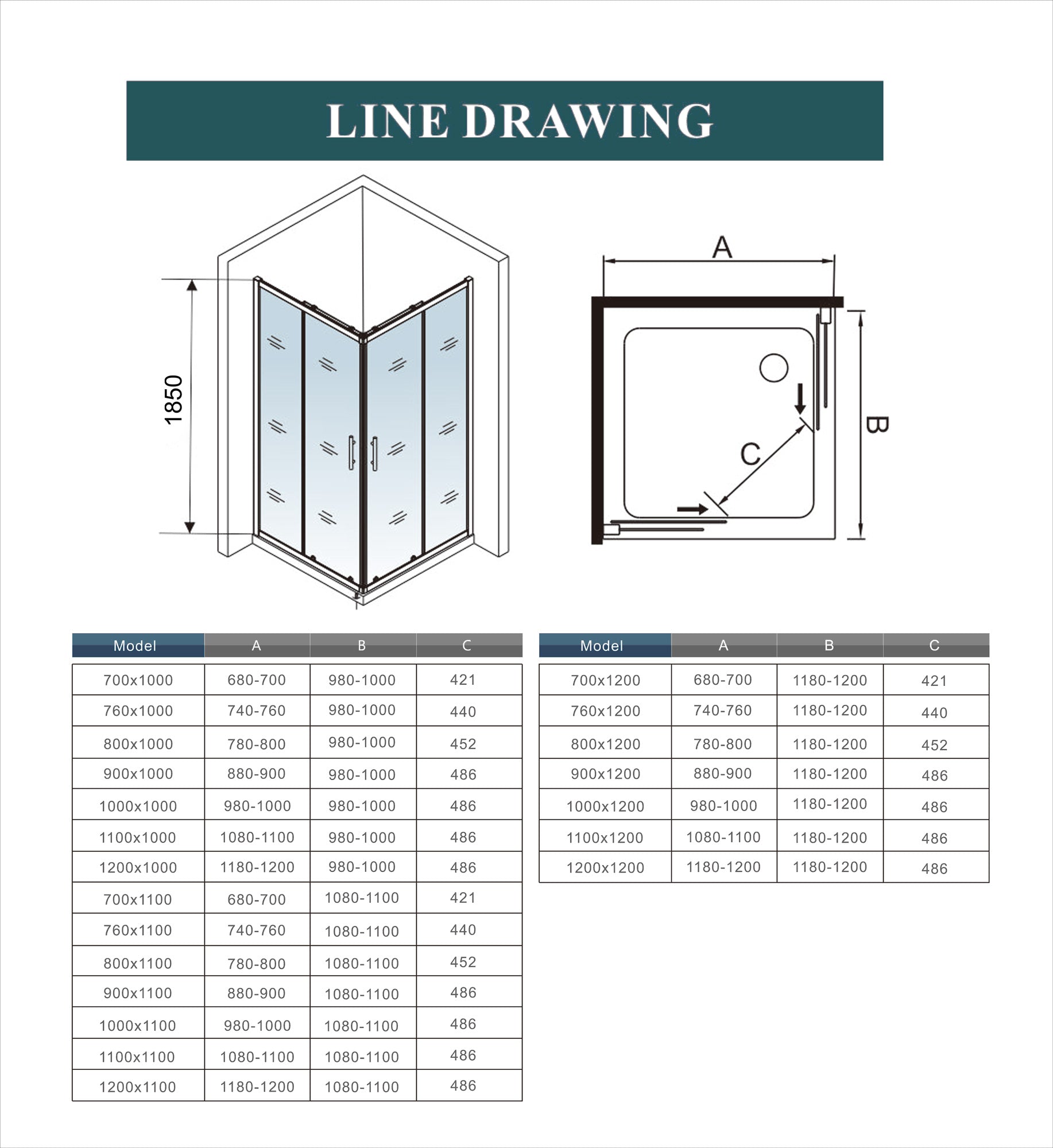 Corner entry sliding shower cubicle Shower Tray