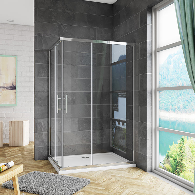 Corner entry sliding shower cubicle Shower Tray