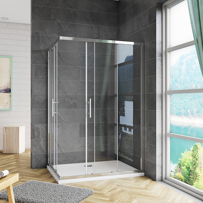 Corner entry sliding shower cubicle Shower Tray