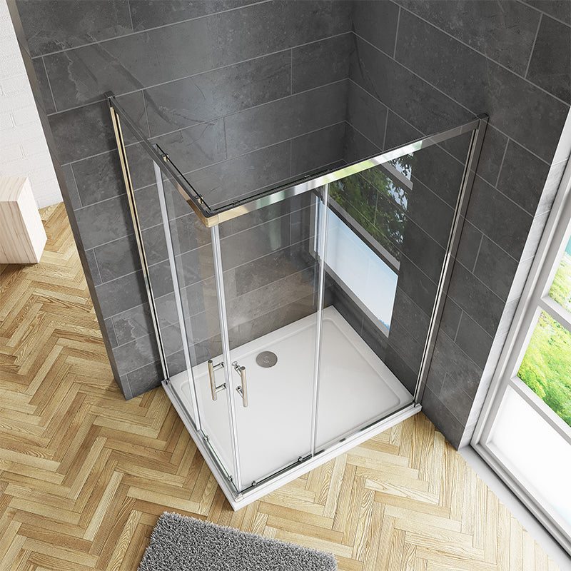 Corner entry sliding shower cubicle Shower Tray