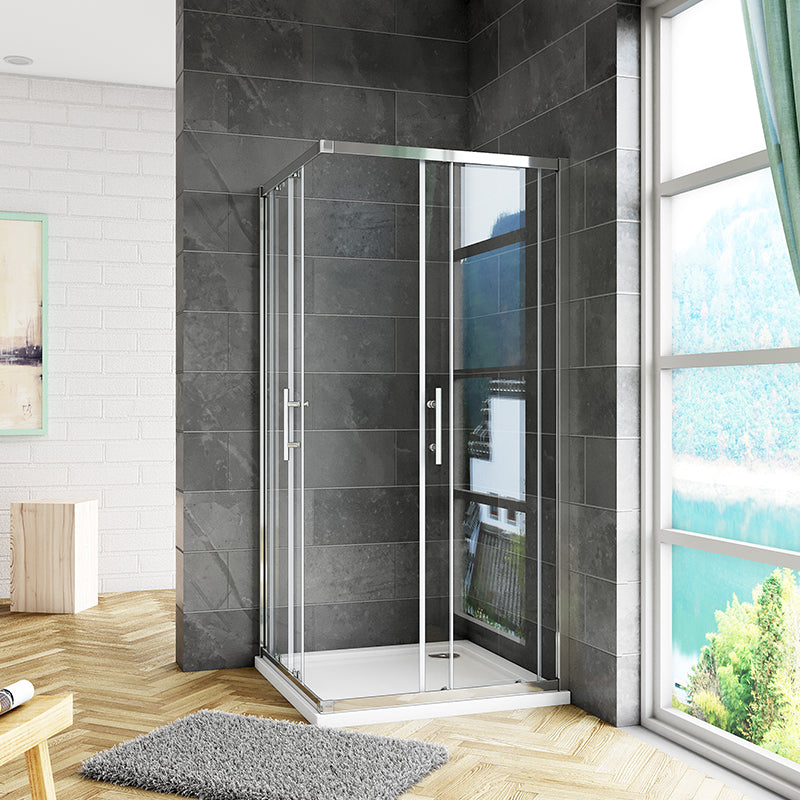 Corner entry sliding shower cubicle Shower Tray