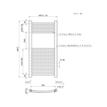 Chrome Bathroom Central Heating Towel Rail Curved Designer Ladder Radiator Warmer