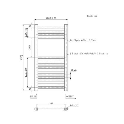 Matt Black Bathroom Central Heating Towel Rail Straight Designer Ladder Radiator Warmer