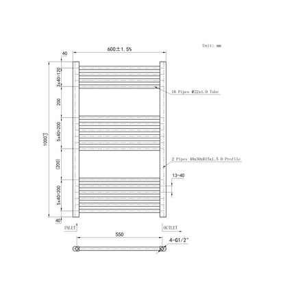 Matt Black Bathroom Central Heating Towel Rail Straight Designer Ladder Radiator Warmer