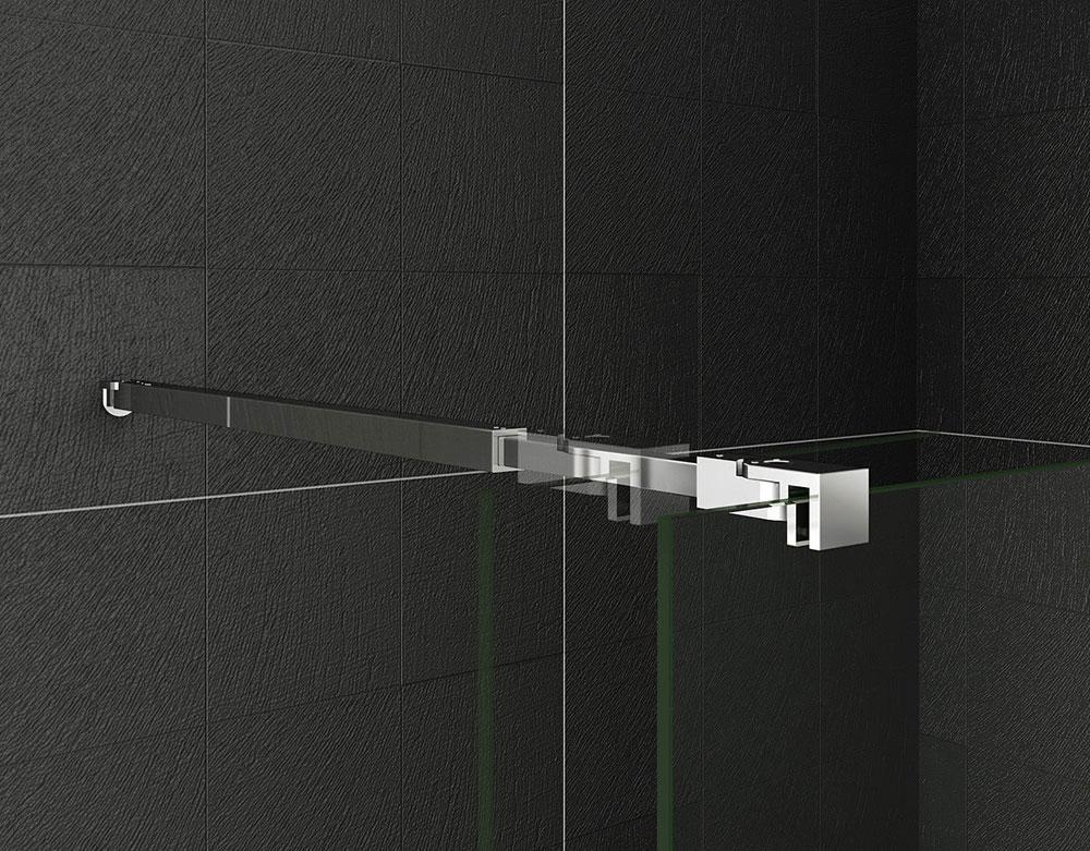 Support bar for wet room screen walk in shower enclosure
