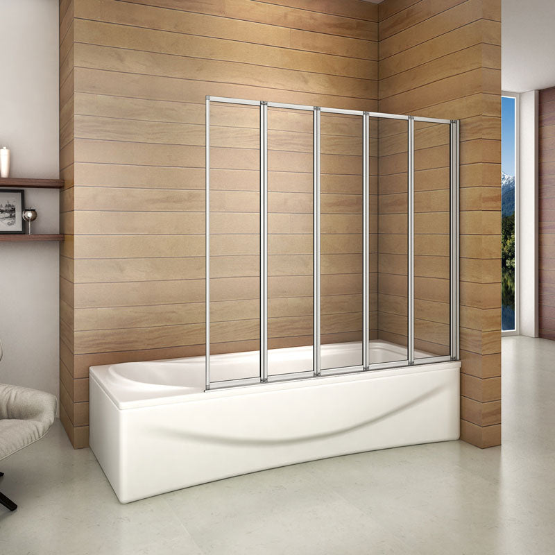 Folding Bath Screen Glass 4/5 Shower Panel 140cm