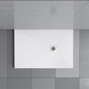 30 AICA shower enclosure, Door Rectangle Square Slate Effect White Shower Stone Tray base