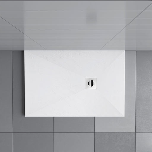 30 AICA shower enclosure, Door Rectangle Square Slate Effect White Shower Stone Tray base