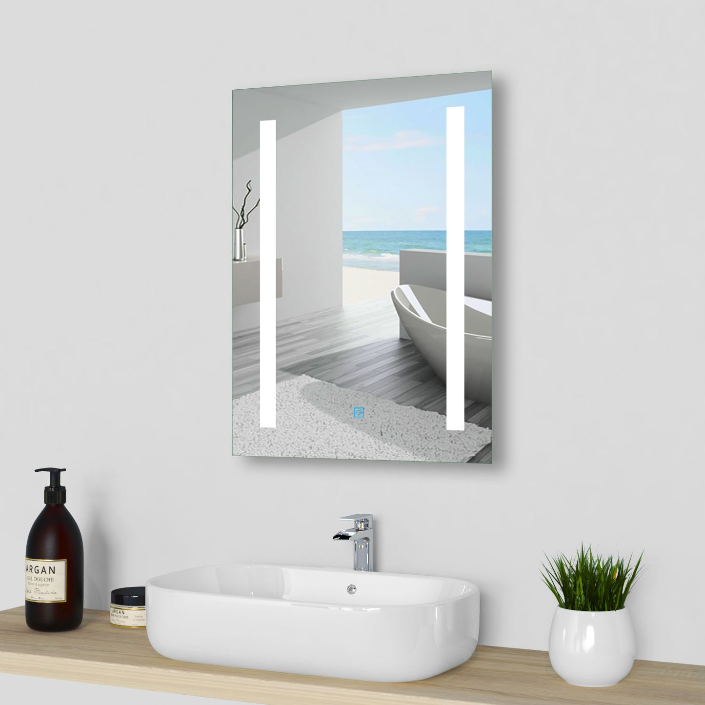 Rectangle Bathroom LED Mirror with Demister Pad Wall Mounted