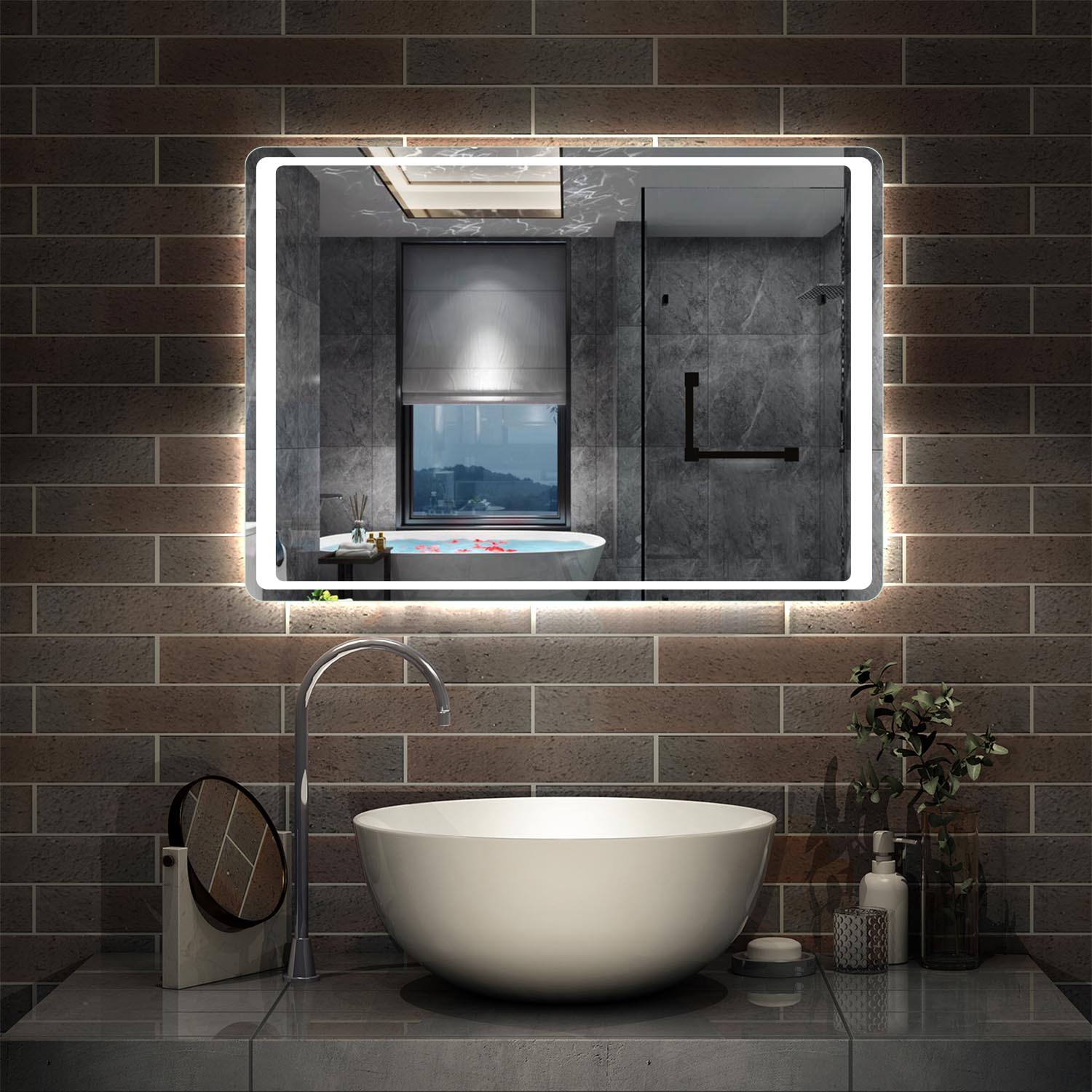 Frameless LED Bathroom Mirror with Motion Sensor Anti Fog – Aica