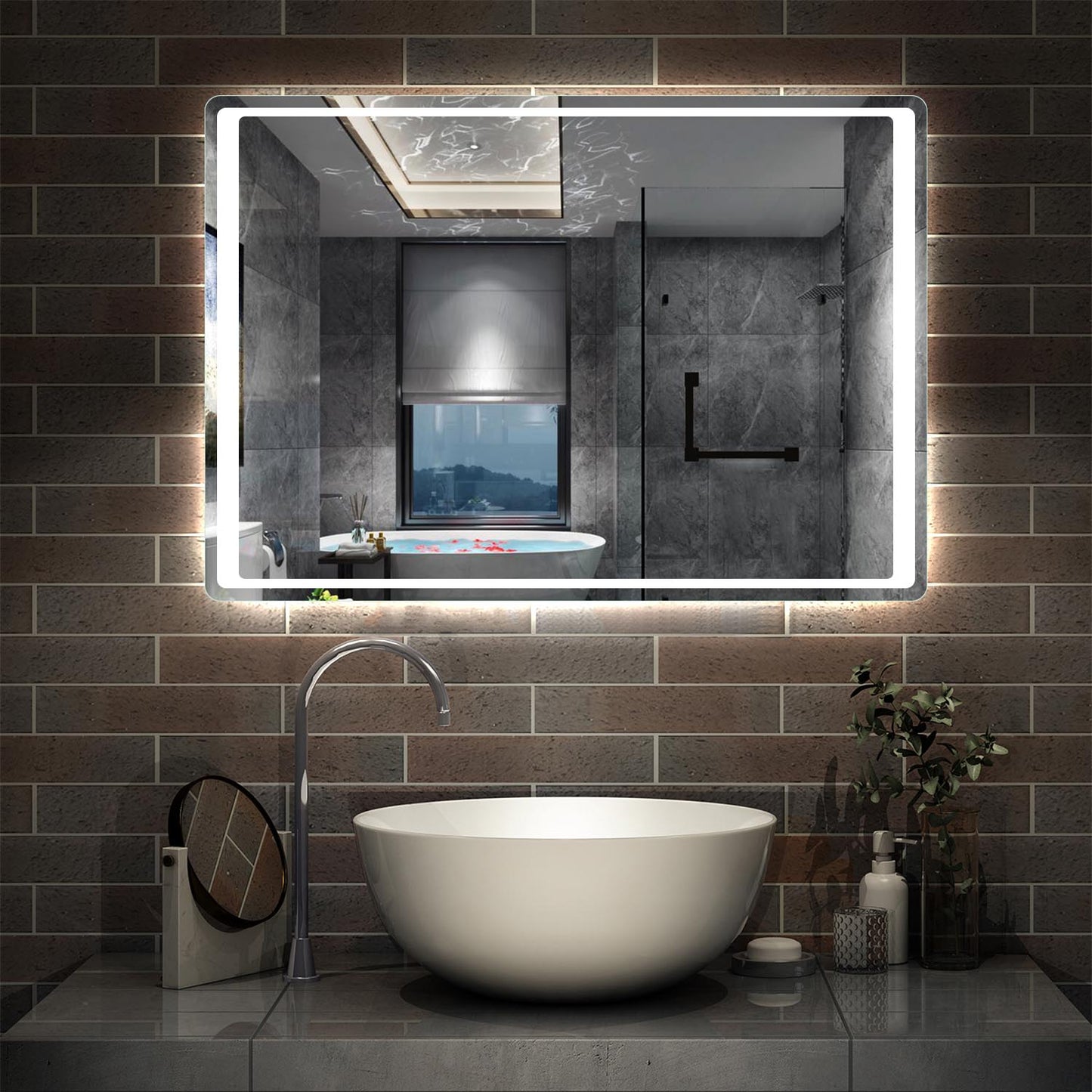 Frameless LED Bathroom Mirror with Motion Sensor Anti Fog