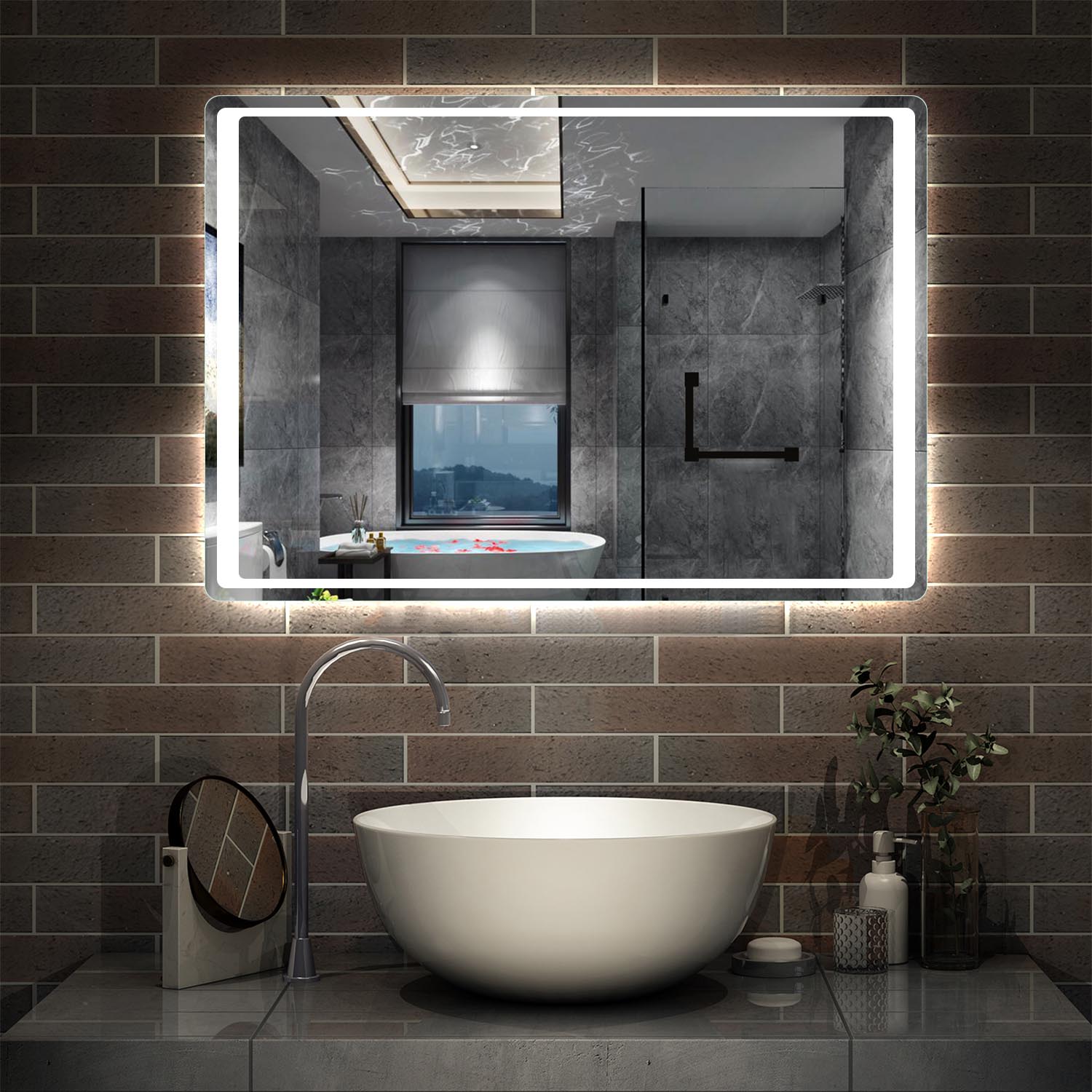 Frameless LED Bathroom Mirror with Motion Sensor Anti Fog