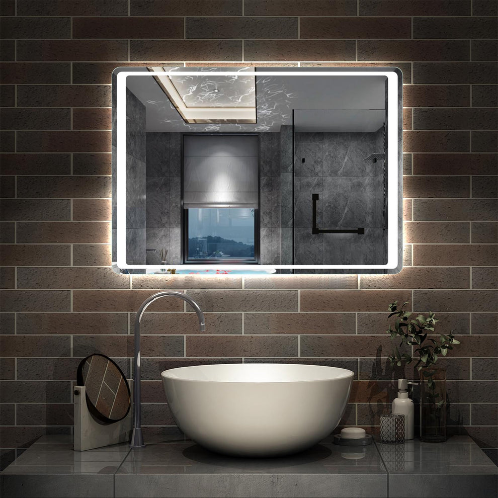 Frameless LED Bathroom Mirror with Motion Sensor Anti Fog – Aica Bathrooms