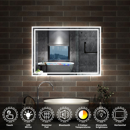 led mirror with Bluetooth and demister pad