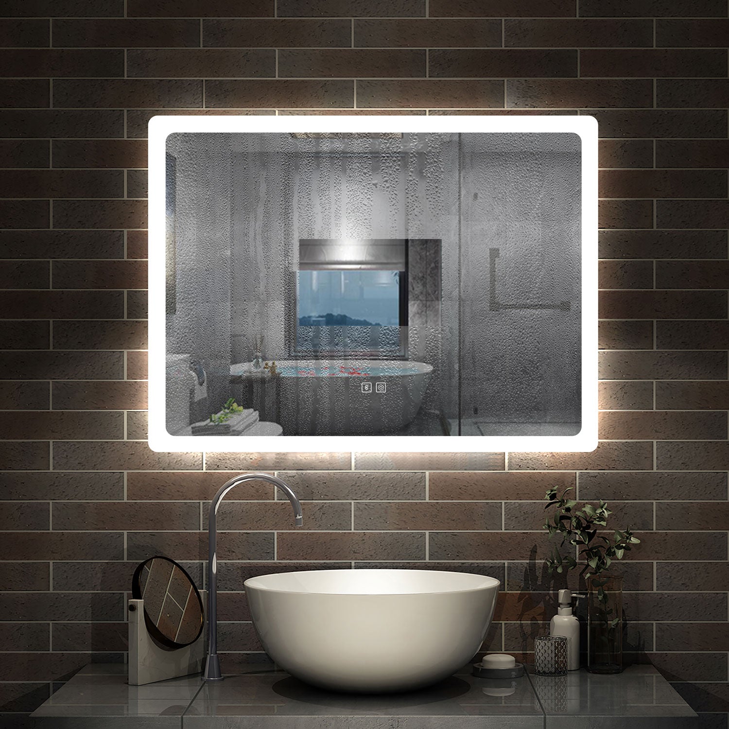 LED Bathroom Mirror with Demister Pad and Bluetooth Speaker 3 Colors D