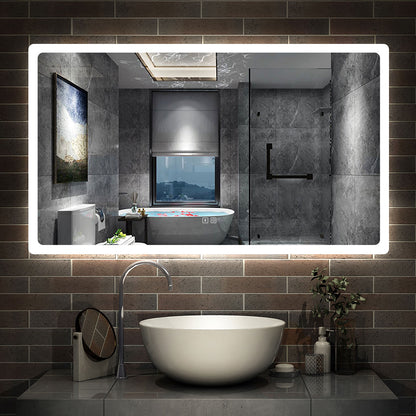 LED Bathroom Mirror with Demister Pad and Bluetooth Speaker 3 Colors Dimming Function