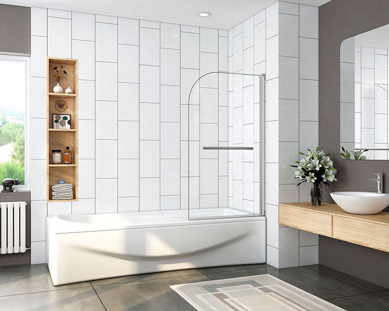 800 Chrome Swings through 180 degrees Pivot bath Shower screen,Towel rail