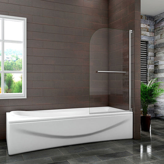 Chrome Swings through 180 degrees Pivot bath Shower screen,Towel rail,1400 H