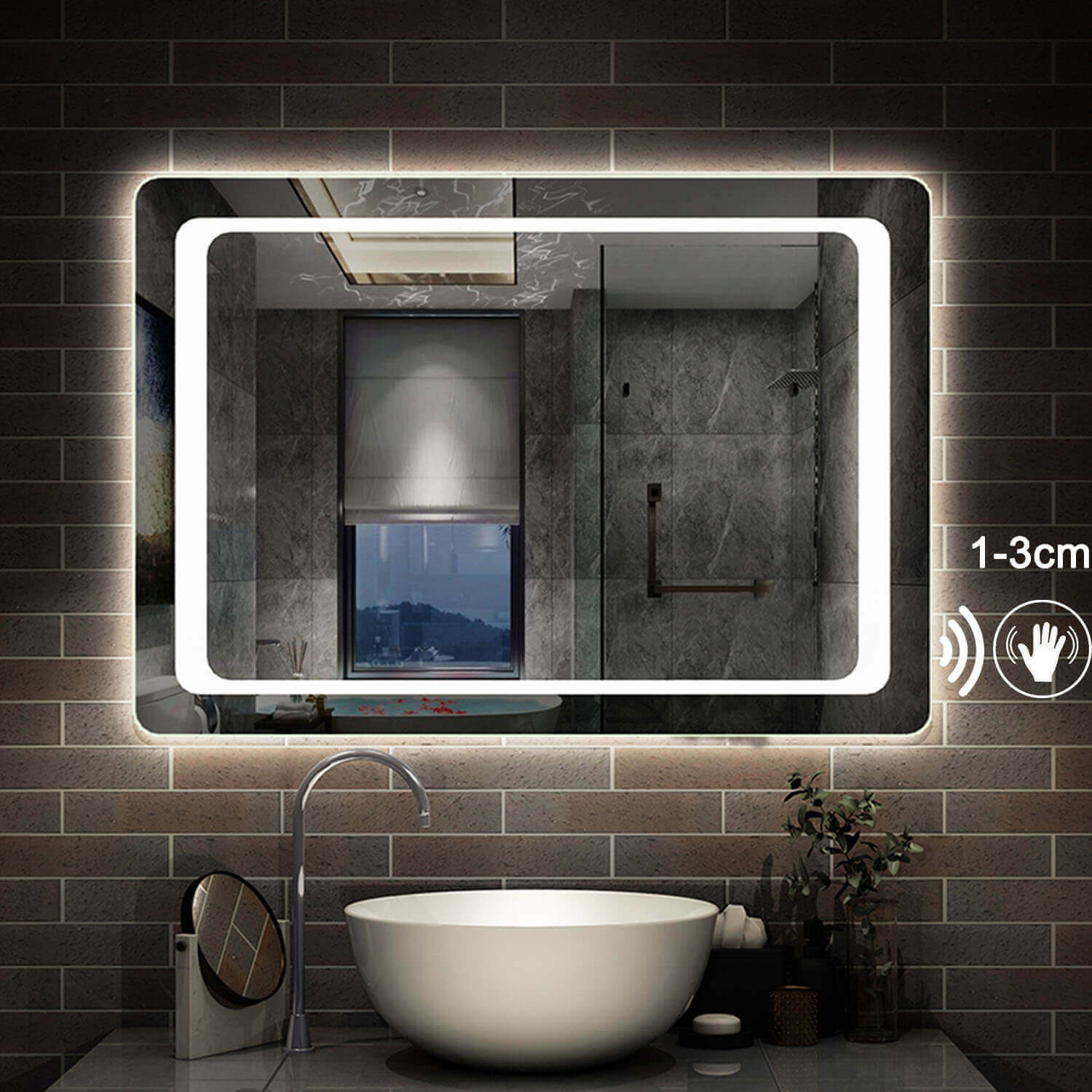 Frameless LED Bathroom Mirror with Motion Sensor Anti Fog – Aica Bathrooms