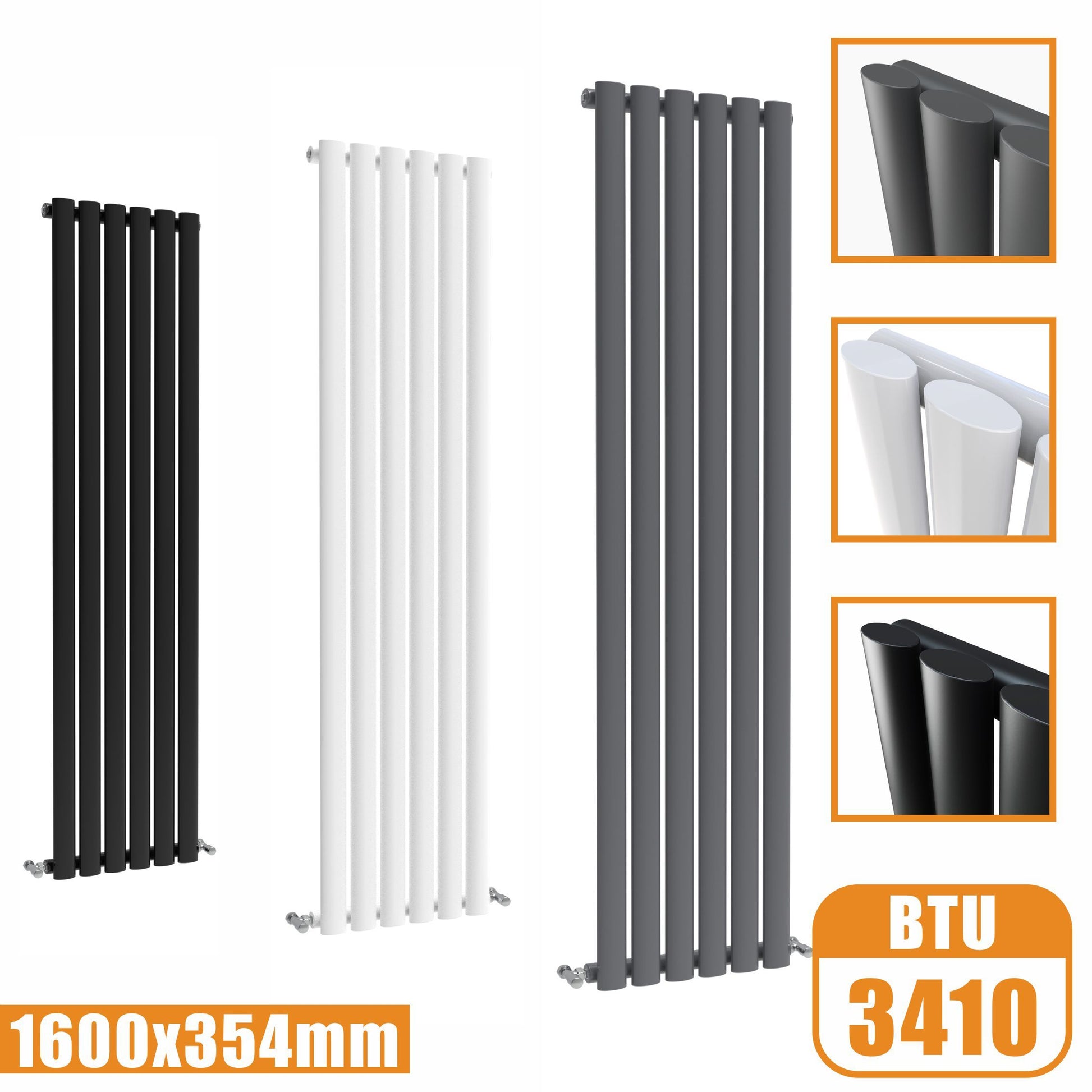 Oval Column White & Anthracite & Black Tall Vertical Central Heating R