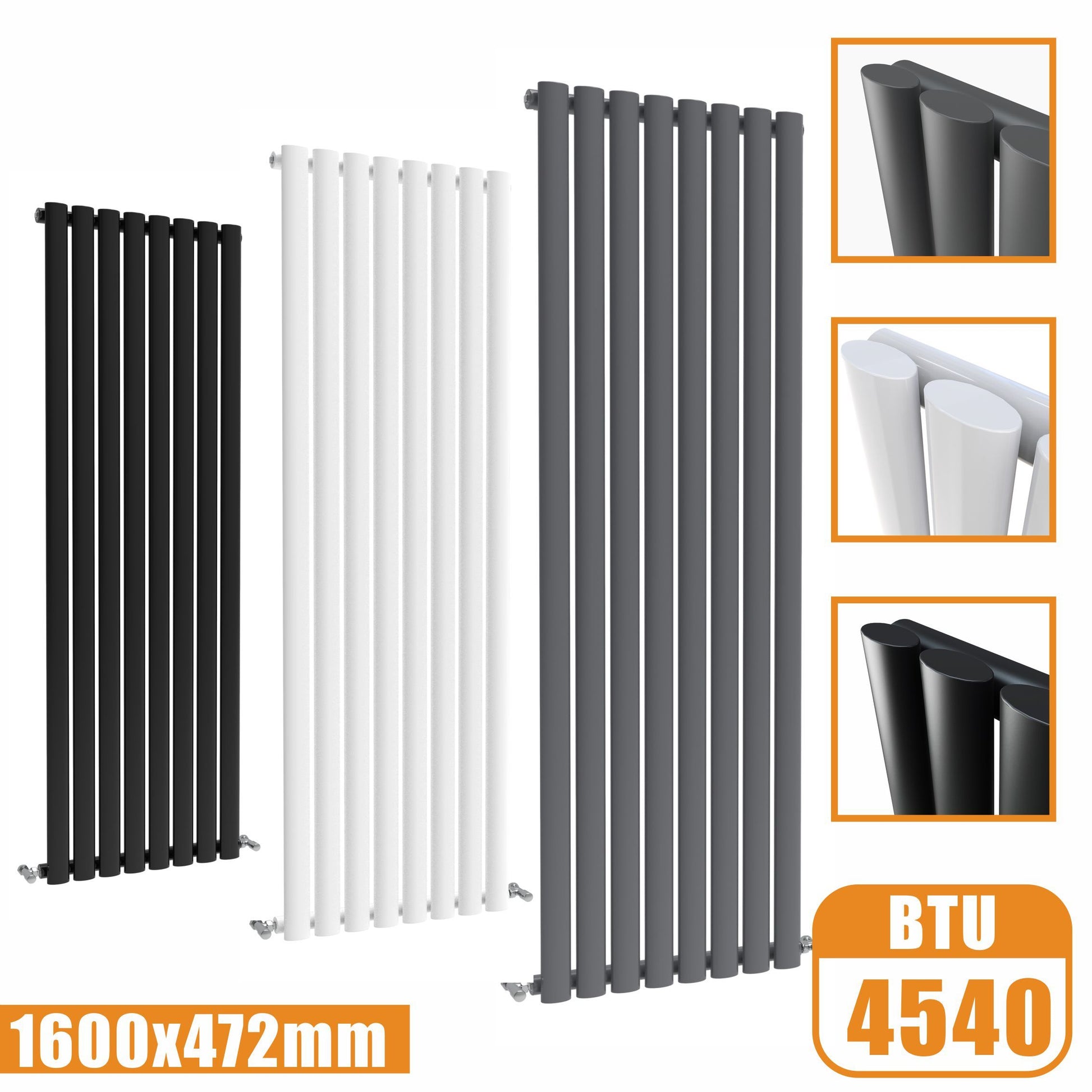 Oval Column White & Anthracite & Black Tall Vertical Central Heating R