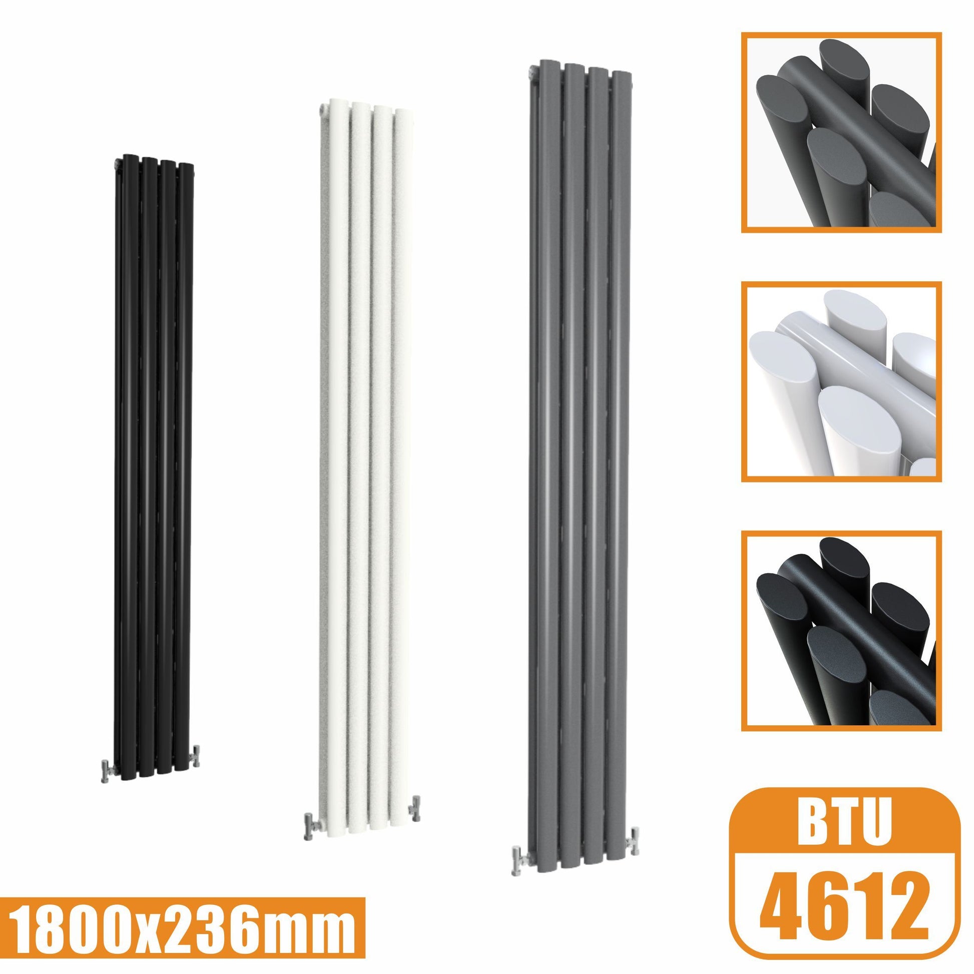 Oval Column White & Anthracite & Black Tall Vertical Central Heating R