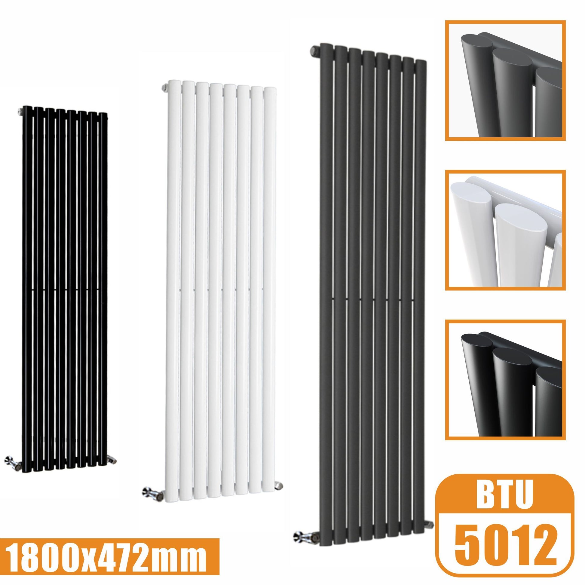 Oval Column White & Anthracite & Black Tall Vertical Central Heating R