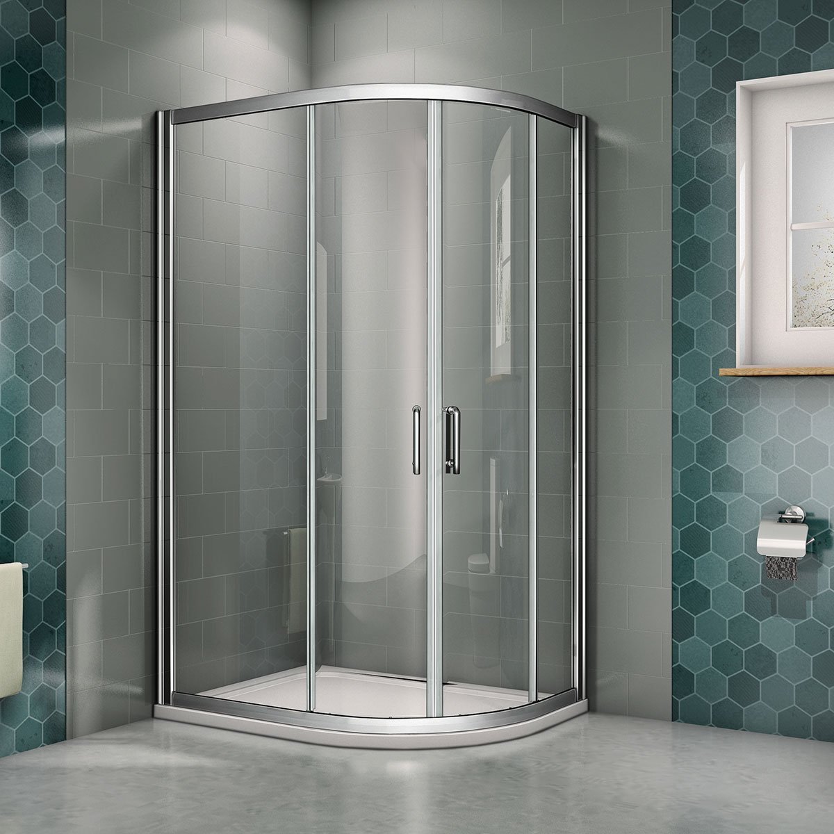 6mm easy clean glass quadrant shower enclosure, No tray,clearance