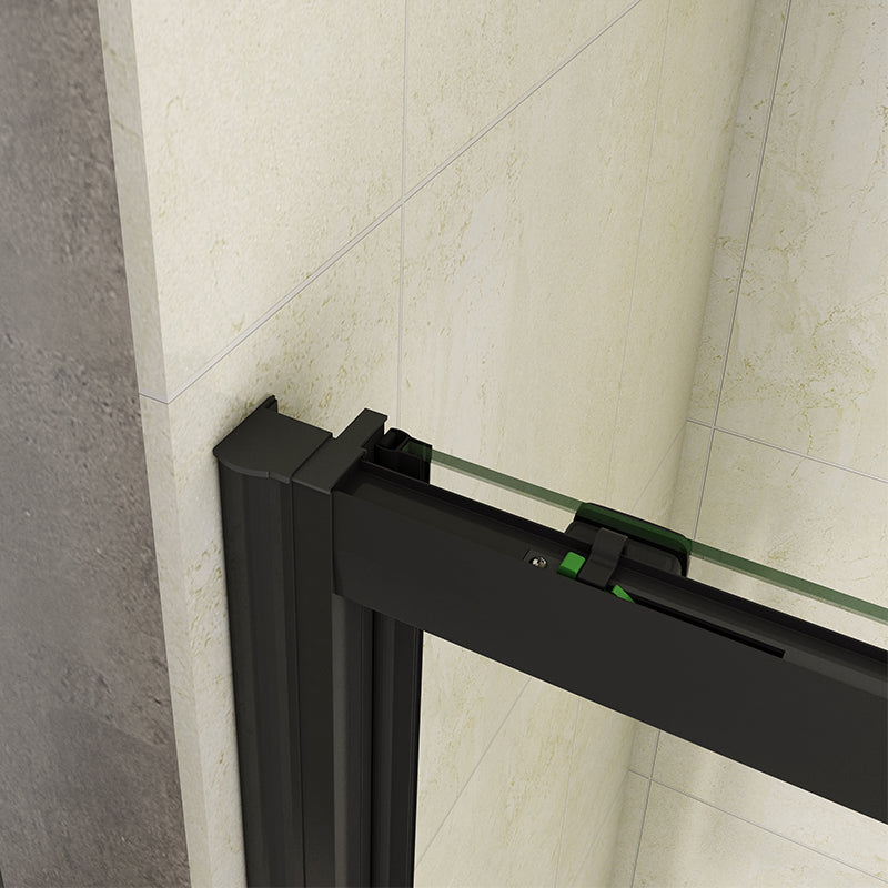 Black Shower Enclosure Sliding Door Side Panel Easy Clean Glass