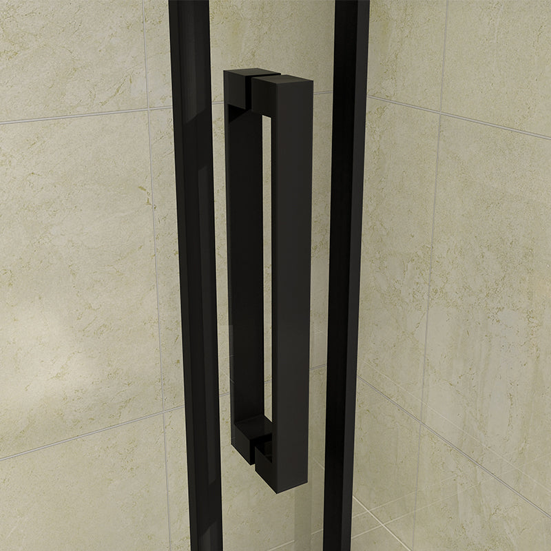 Black Shower Enclosure Sliding Door Side Panel Easy Clean Glass