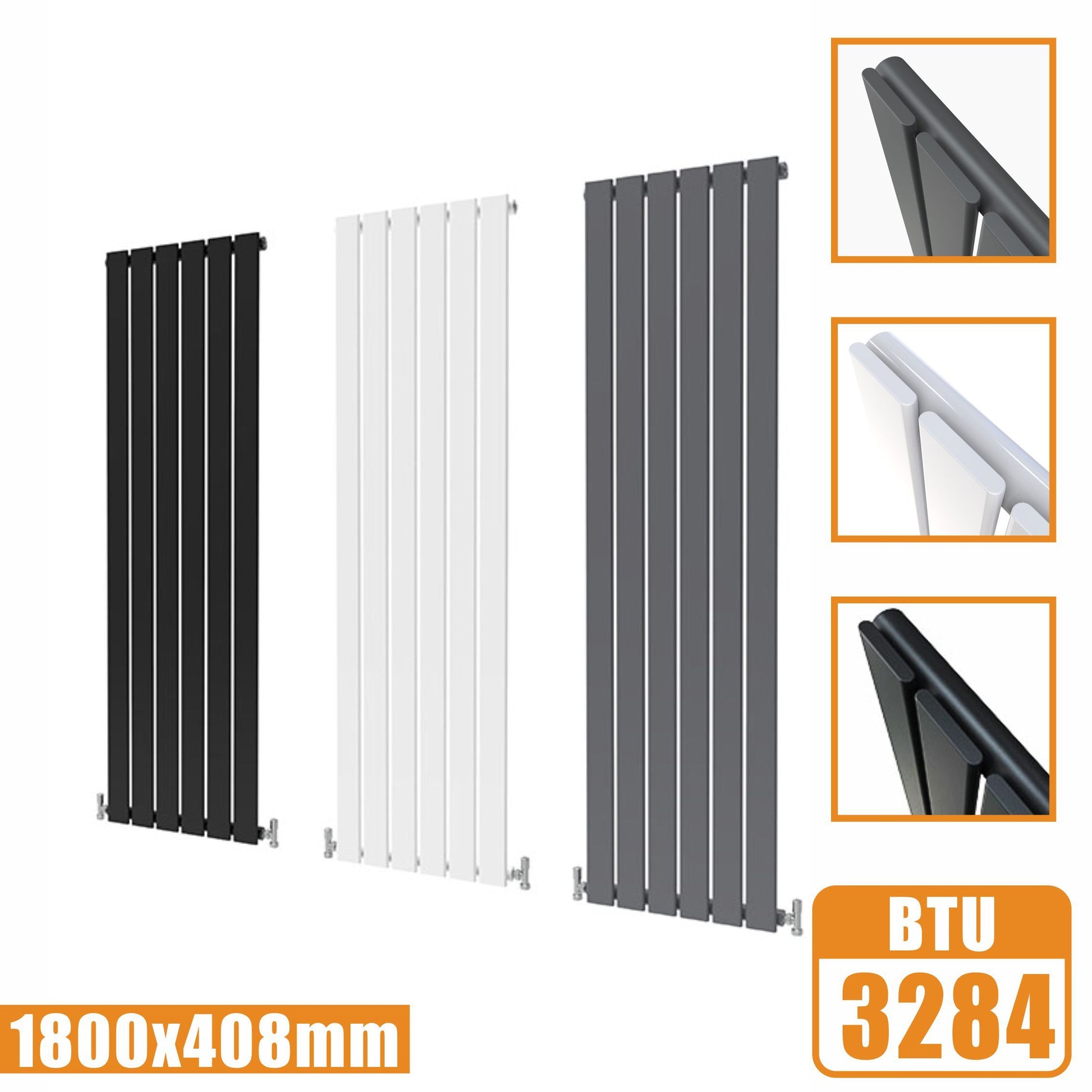 Tall Vertical Flat Panel Anthracite & White & Black Central Heating Ra