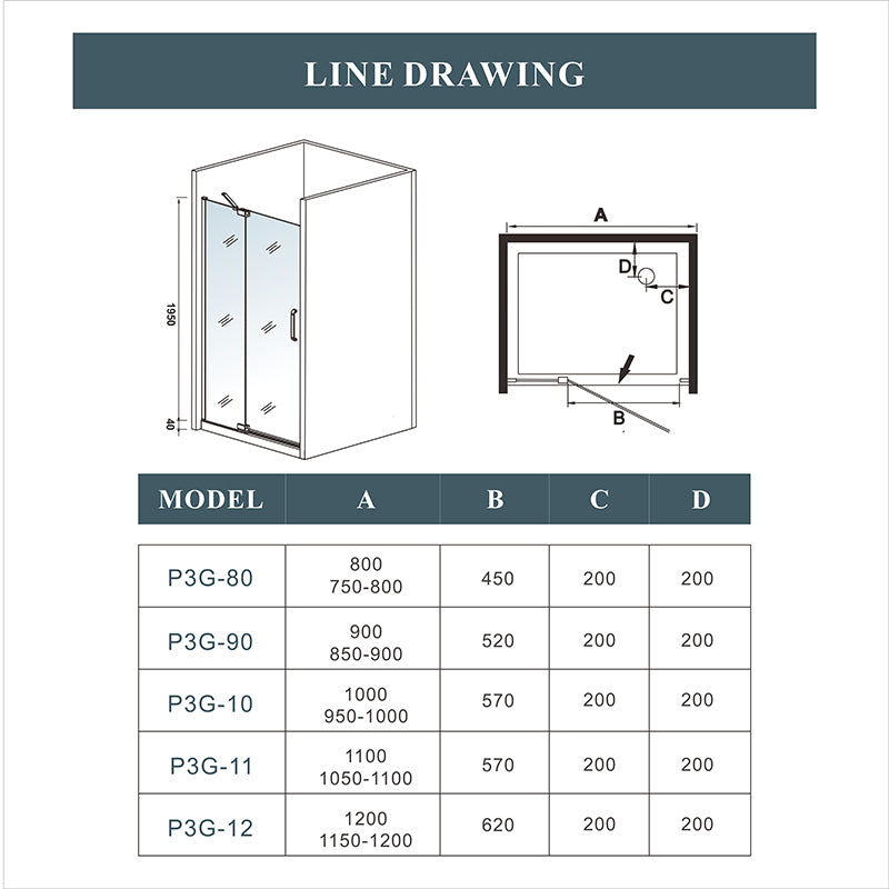 Frameless Pivot Shower Door 8mm Easy Clean glass