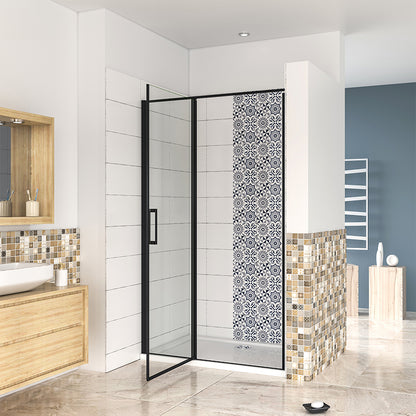 Black Pivot Shower, door, 6 Tempered easy clean Glass, Nano AICA shower enclosure,