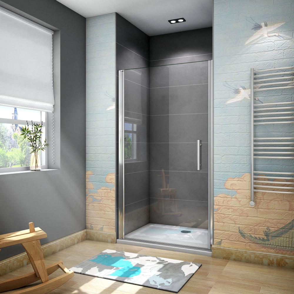 LessCare ULTRA-E Frameless Pivot Shower Door 24x72 – Chrome Finish With Clear Glass