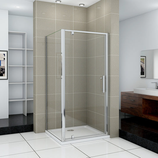 Pivot Shower, AICA shower enclosure, DoorPanel, Shower tray 1850 Chrome
