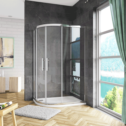 Offset,Equal Cubicle Quadrant shower, AICA shower enclosure, 8 NANO Easy Clean Tempered Clear Glass 1900 Chrome