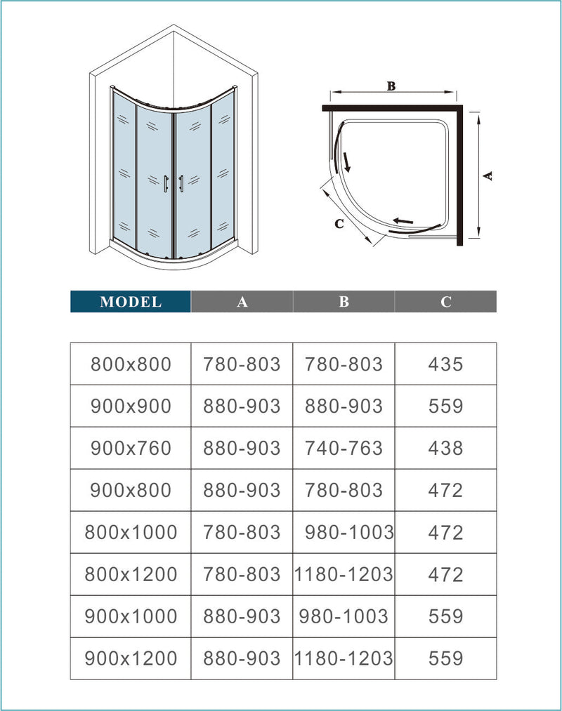 AICA-bathrooms-900x900mm-Quadrant-Shower-Door-5