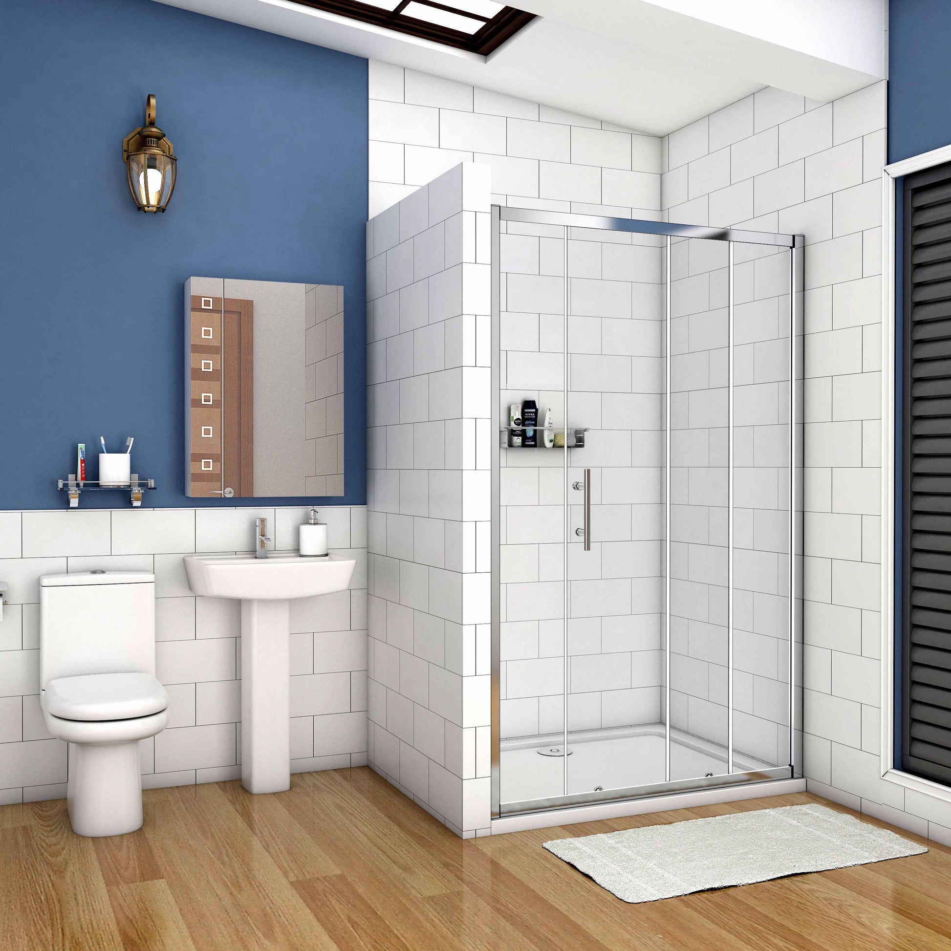 AICA Sliding Shower Door 190cm height 100-170cm width